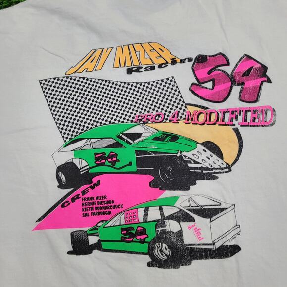 Vintage 90s 1992 Pro-4 Modified Racing Shirt M/L 21x26 Jay-Mizer - Picture 16 of 16